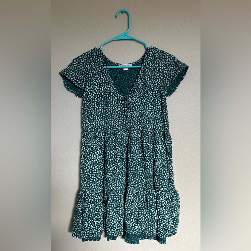 American Eagle Floral Green Floral Women’s Mini Dress Size XS